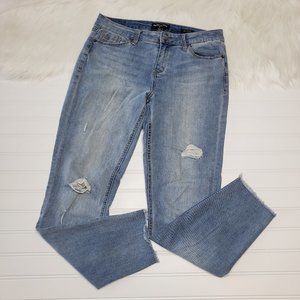 Kenneth Cole New York Women's Blue Jess Skinny Distressed Ankle Crop Jeans 6